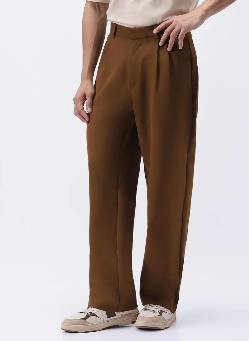 Urbano Fashion  Urbano Fashion Men's Mocha Loose Baggy Fit Solid Korean Pants Stretchable for Men | Best Price UAE